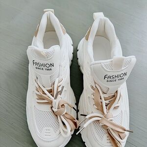 White and Cream Chunky Sneakers